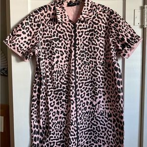 Lazy Oaf Pink and Black Leopard Print Dress